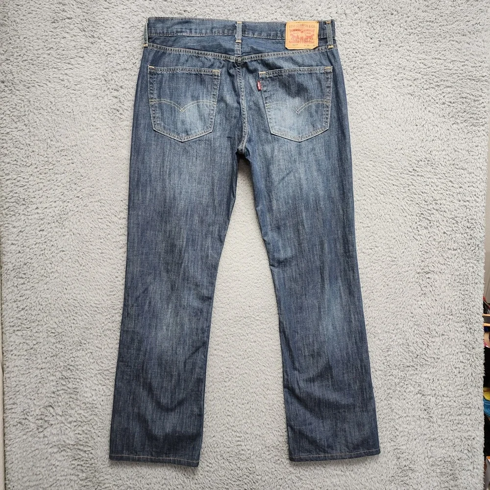 Levis 527 Bootcut Jeans Mens 36x36 (Fits as 36x33) Blue Whiskered Cowboy Western